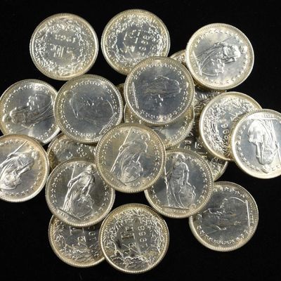 (20) 1/2 FRANC SILVER COIN LOT 83.5% ASW 1.34