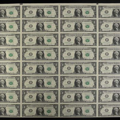 (32) $1 NOTES UNCUT SHEET