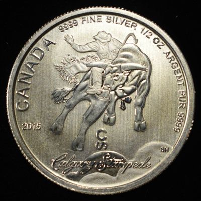 2015 CALGARY STAMPEDE CANADIAN 1/2 OZ .999 SILVER