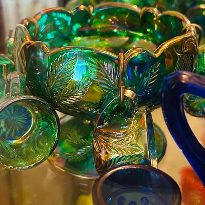 Carnival glass miniature punch bowl 