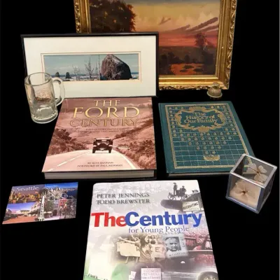 Vintage Estate Finds: Fine Art, History Books & Etched Brass Claw Bell