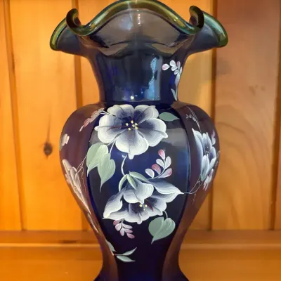 Fenton Hand-Painted Ruffle Vase by Jo Reynolds