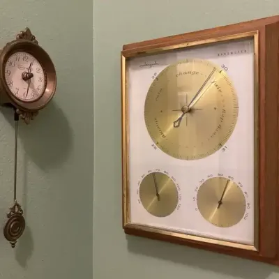Airguide Barometer & Madame Giselle Brass Wall Clock