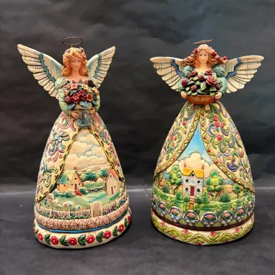 Pair Of Jim Shore Heartwood Creek Angel Figurines 2003 Summer Restores Soul New Beginnings