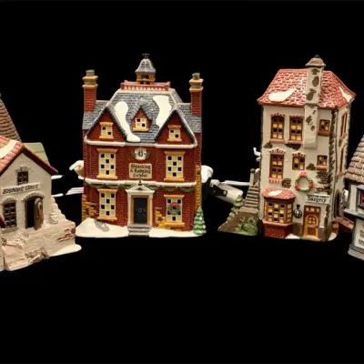 Vtg 1990 Dept 56 Dickens Village 4-Piece Lot - Tutbury, Oast House & More