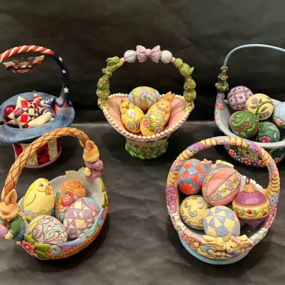 Jim Shore Heartwood Creek Decorative Basket Collection (Lot of 5)