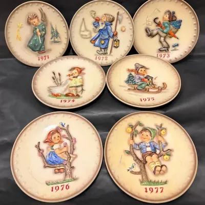 Lot of 7 Vintage Goebel Hummel Annual Plates 1971-1977 1st Edition West Germany