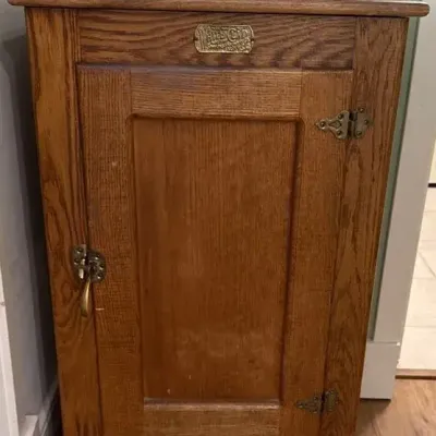 Vintage White Clad Oak Ice Box