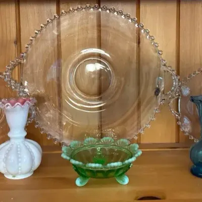 Candlewick Serving Plates, Fenton Ruffle Vase & More