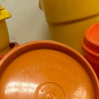 Vintage Tupperware Servalier Harvest Gold & Orange Set 