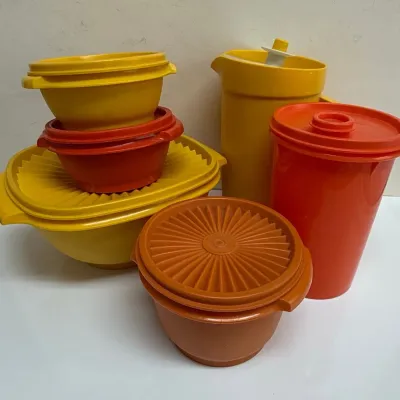 Vintage Tupperware Servalier Harvest Gold & Orange Set 