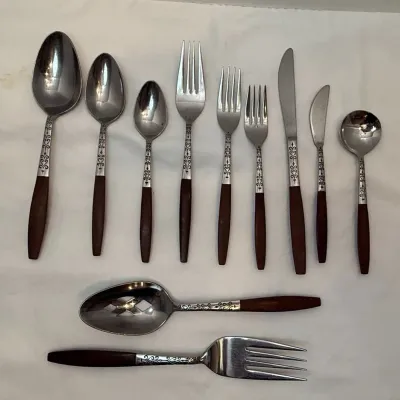 Interpur INR2 Stainless Flatware with Faux Wood Handles
