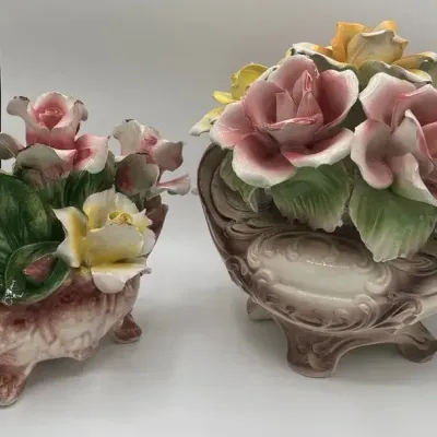 Vintage Capidiomonte Floral Arrangements 