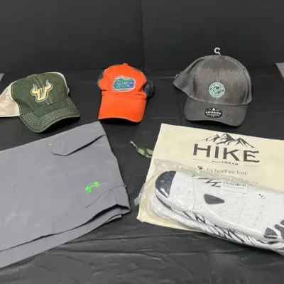 Hike Footwear Men’s, Board Shorts, USF, and Gator Ball Caps