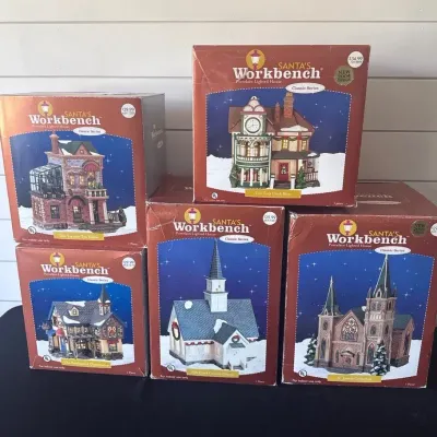Vintage Santa’s Workbench Porcelain Lighted Houses