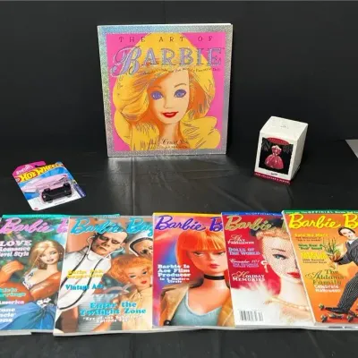 Barbie Bazaar Magazines, "The Art of Barbie" Book, Ornament & Barbie Hot Wheels Car