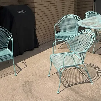 Sale Photo Thumbnail #15: Patio Set: Table & 6 Chairs - steel mesh, good condition, needs paint, $600 OBO