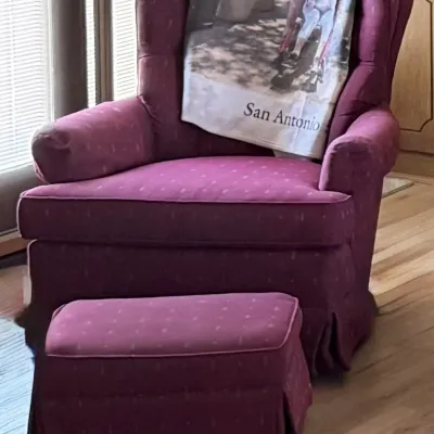 Sale Photo Thumbnail #3: Burgundy Chair & Ottoman - good condition, $400 OBO