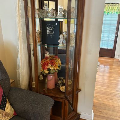 Sale Photo Thumbnail #52: Lighted curio cabinet. 