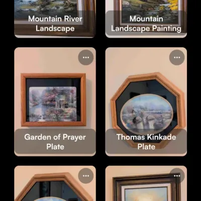 Sale Photo Thumbnail #13: River Oil painting
Mountain Oil painting
Thomas Kincade plates
Seascape Oil painting