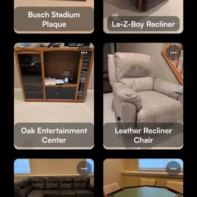Sale Photo Thumbnail #12: Busch Stadium Plaque
LaZBoy Recliner
Oak Entertainment center
Octagon Poker TableL