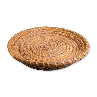 South Carolina Gullah Coiled Sweetgrass Basketry Round Tray
