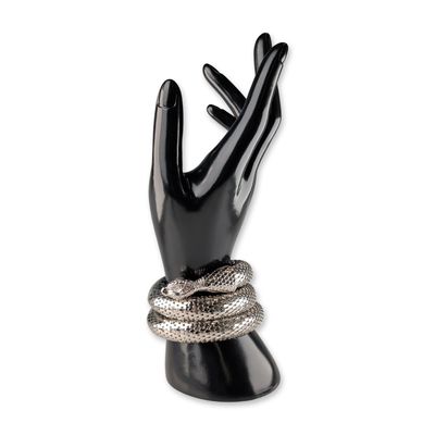 Whiting & Davis Silver Mesh Snake Triple Coil Wrap Bracelet