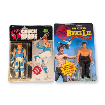 2pc Kenner Chuck Norris and LarGo Toys Bruce Lee Action Figures