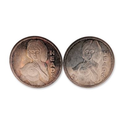 Pair of Stylized Tokens .999 Fine Silver 1 Troy Ounce Art Rounds