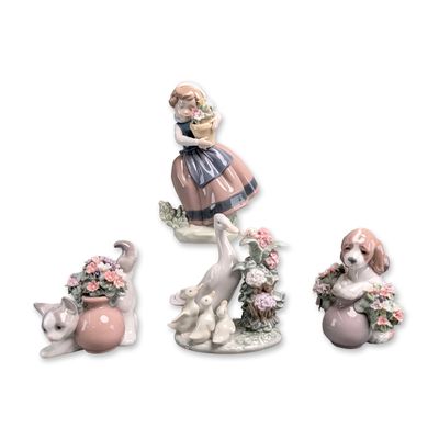 4pc Lladro Glazed Porcelain Figurines