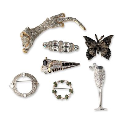 7pc Carolee, Kirks Folly, Krementz and More Vintage and Contemporary Costume Jewelry Brooch Pins