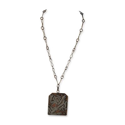 Mexico Mixed Metal Modernist Monkey Pendant Necklace