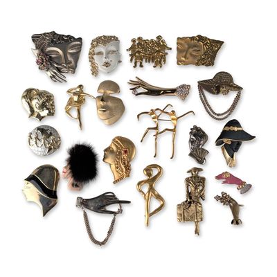 22pc Collection of Figural Costume Brooch Pins