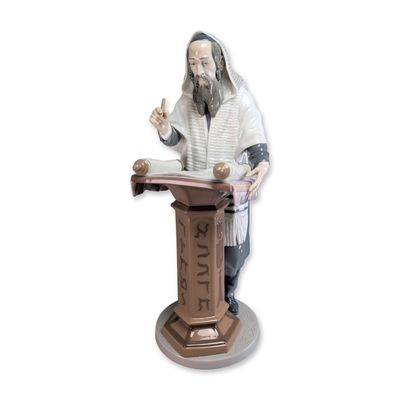 Lladro Spain Porcelain Rabbi Reading Torah Sculpture, Model 6208