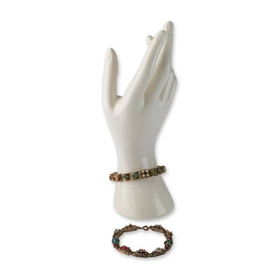 2pc Victorian Revival Gold Tone Multi Stone Link Bracelets