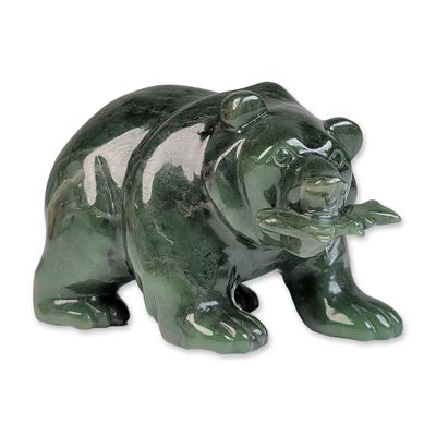 Cassiar Jade Carved Grizzly Bear Figurine