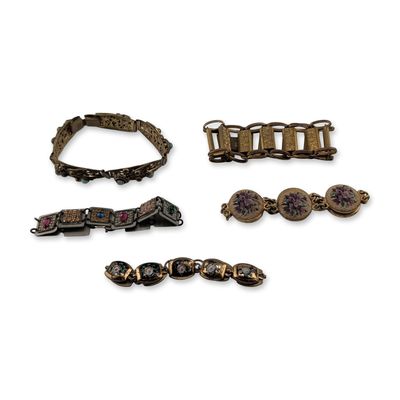 5pc Vintage Mid-Century Costume Jewelry Bracelets