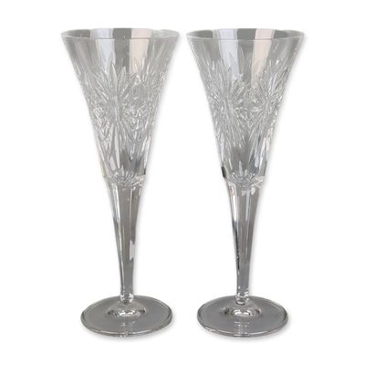 Pair of Waterford Millennium Crystal Champagne Flutes, Health
