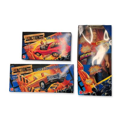 3pc Mattel Last Action Hero Jack Slater Talking Figurine and Vehicle Collection