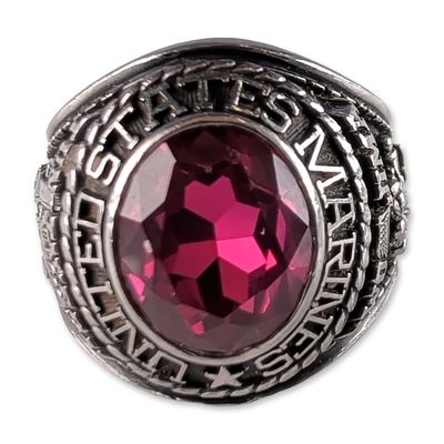 Jostens USMC Iwo Jima Lustrium Ruby Commemorative Ring