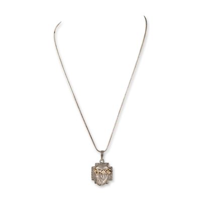 Michael Anthony Two-Tone Sterling Silver and 14k Gold Jesus Pendant and Snake Chain