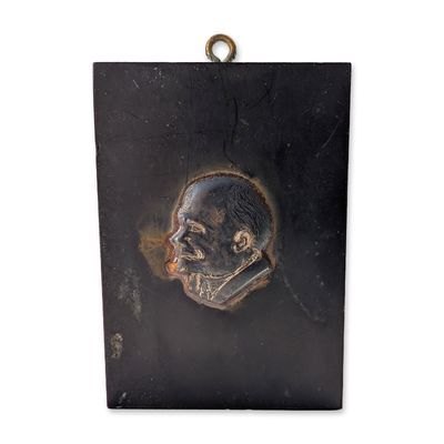 Rare Cold War J.A. Meyers Silvered Low-Alloy Miniature Lenin Wall Plaque Relief