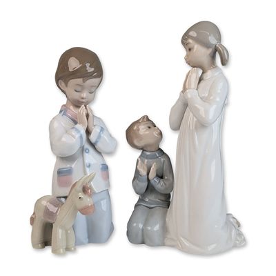Two Lladro Porcelain Figurines, Teaching to Pray 01004779 & Bless Us All 01006582