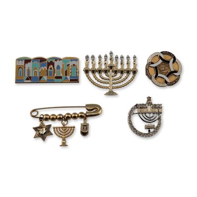 5pc Hadassah and Judaica Themed Brooch Pins