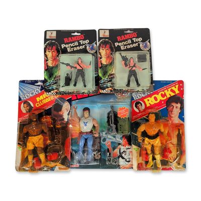 5pc Vintage Rambo and Rocky Action Figures