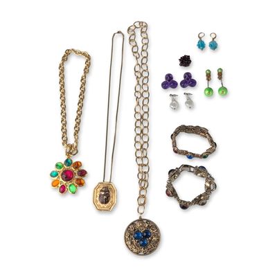12pc Accessocraft, Swank, and Other Vintage Costume Jewelry Bracelets, Earrings, and Necklaces
