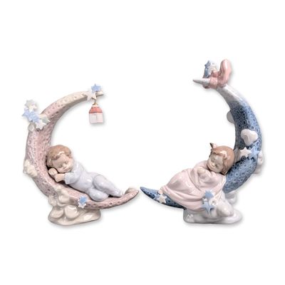 2pc Lladro Porcelain Infants Figurines, Heaven's Lullaby & Heavenly Slumber