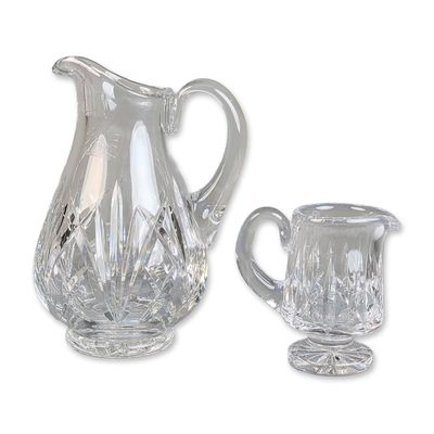 2pc Marquis by Waterford Crystal Pitcher and Creamer Jug, Brookside