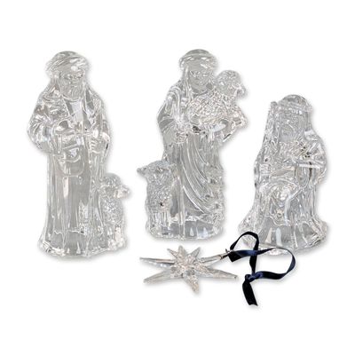 4pc Swarovski Crystal Ornament and Waterford Crystal Magi Figurines