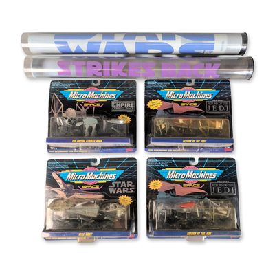6pc Galoob Star Wars Micro Machines Space Collection and Movie Posters